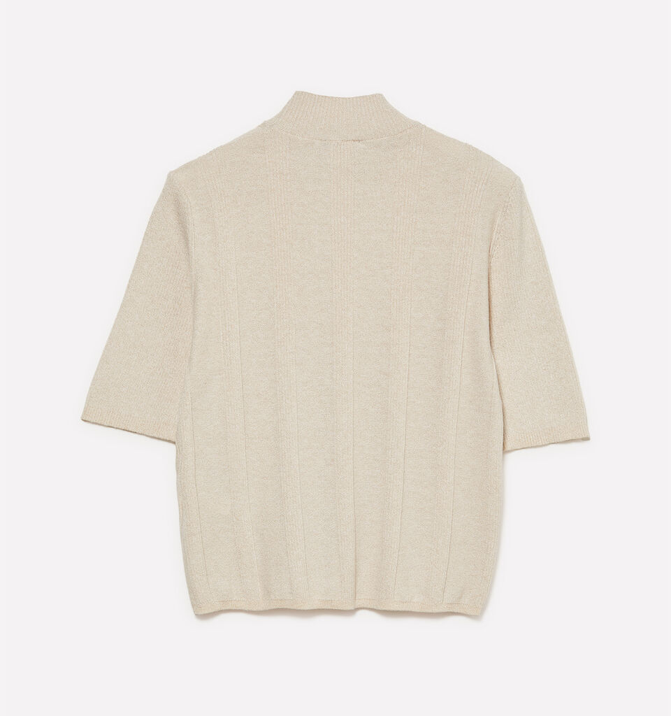 Camisola branco nata com insertos em lurex - camisolas gola alta para mulher - Branco Nata | Sisley image number 2